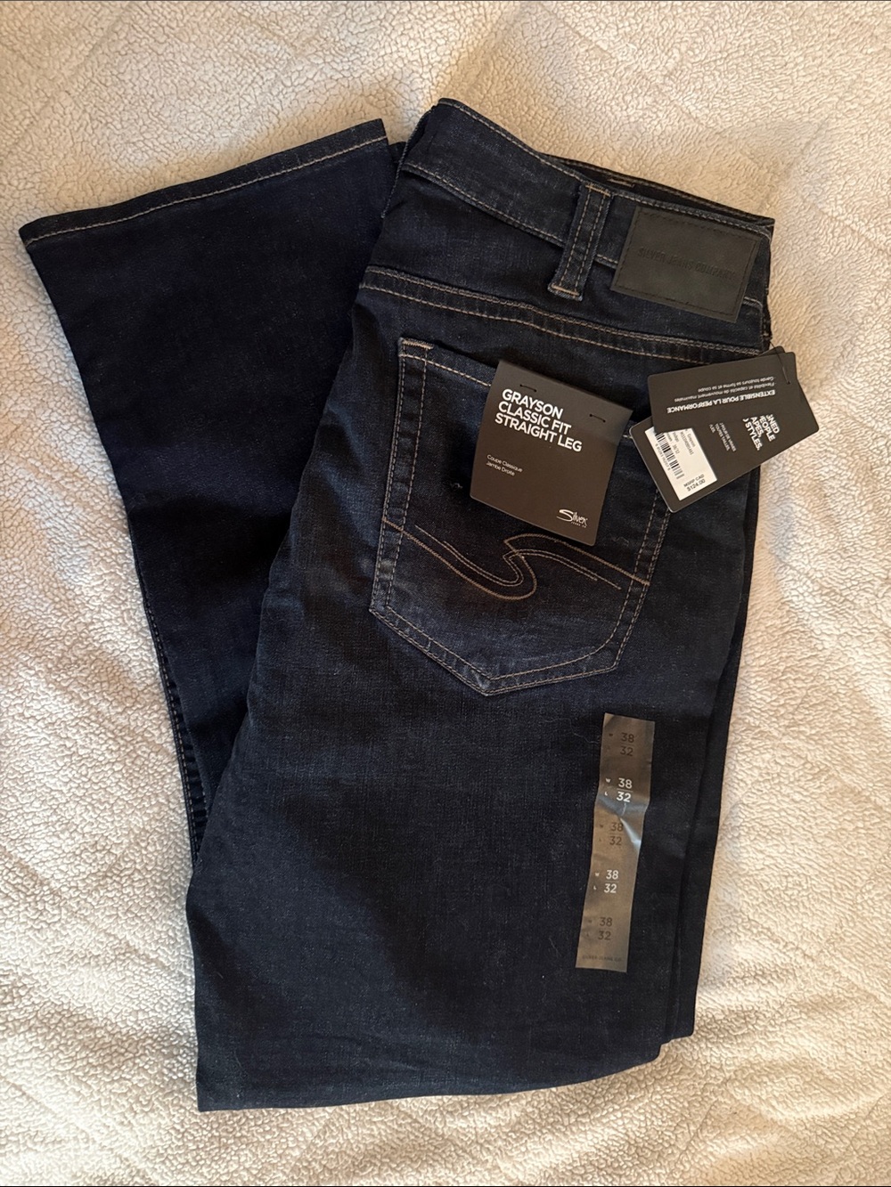 Silver Jeans Dark Blue Straight Leg Jeans 38 x 32